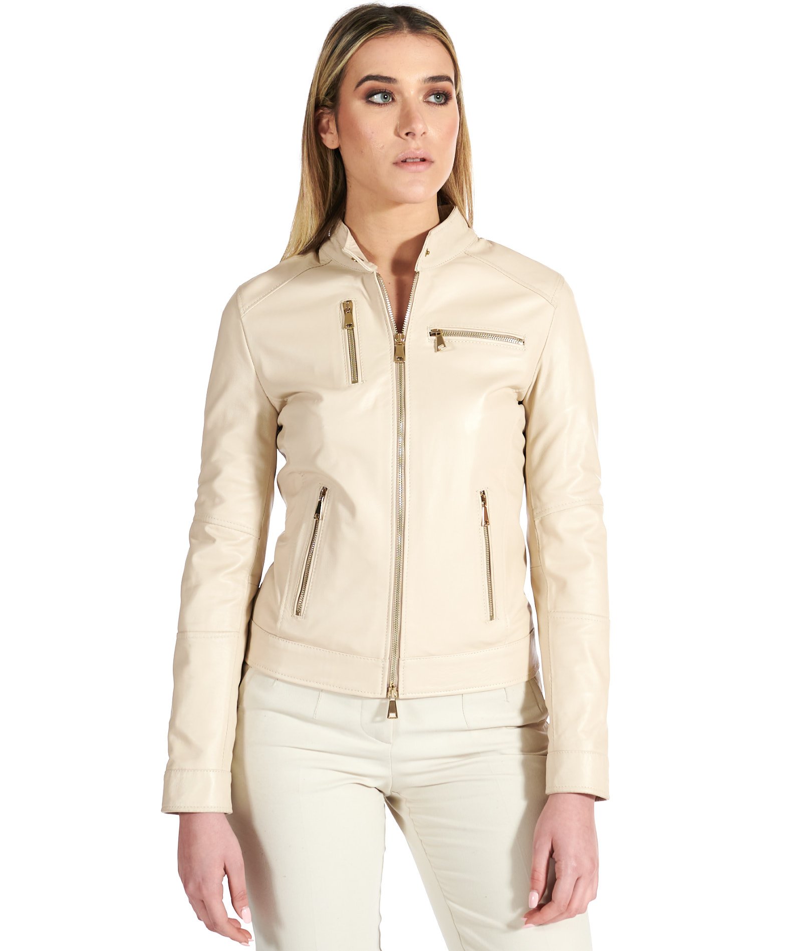 Veste En Cuir Femme, Style Moto, Blouson Cuir Femme, Rocker, Biker Veste CE  Pro