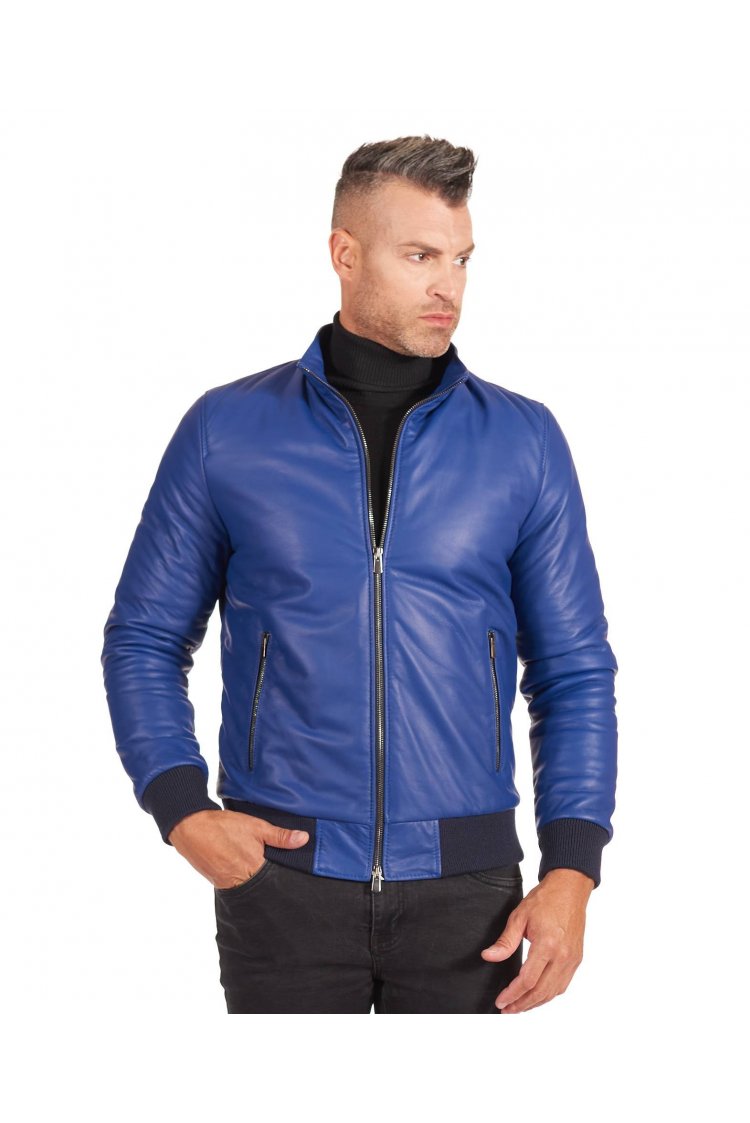 Blouson cuir bleuet bomber...