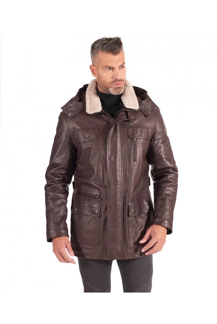 Manteau cuir marron foncé...