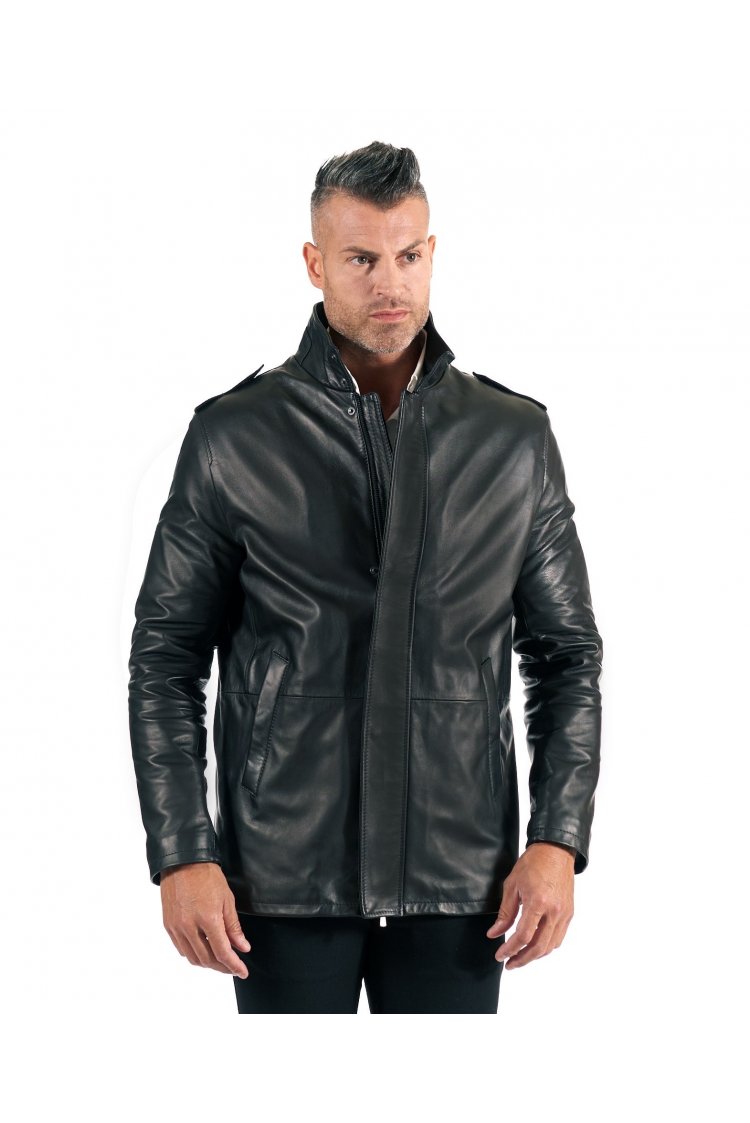 Blouson cuir noir col...