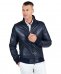 Giubbotto Bomber in pelle blu nappa effetto liscio
