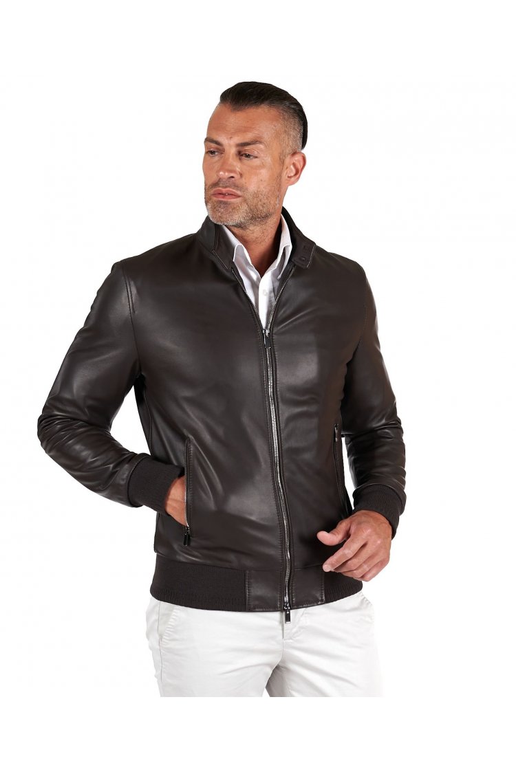 Blouson cuir homme veste cuir vert blouson cuir Andrea