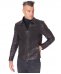 Giacca in pelle nera nappa effetto liscio collo camicia