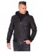 Giubbotto Bomber in pelle nera con cappuccio effetto liscio