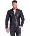 Schwarze lederjacke mit vier taschen glatte wirkung