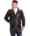 Black lamb leather bomber jacket shearling collar  