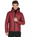 Piumino in pelle bordeaux con cappuccio