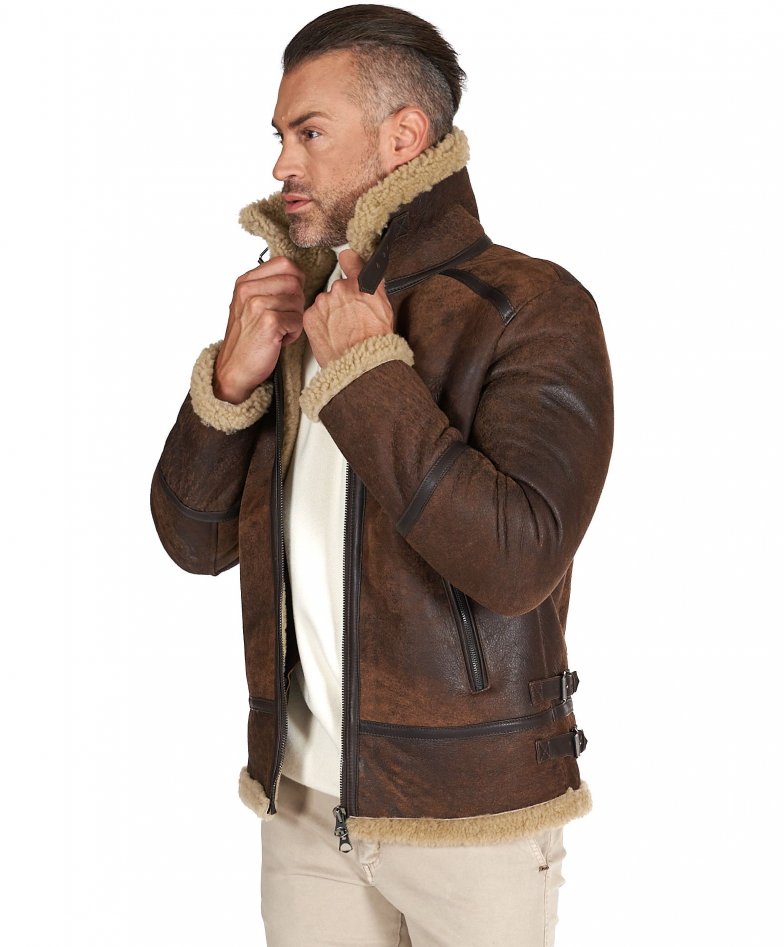Veste mouton homme veste mouton marron Peter D Arienzo