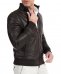 Dunkelbraune leder bomberjacke naturleder mit Wollkragen