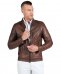 Brown natural leather biker jacket vintage aspect