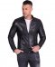 Schwarze lederjacke mit koreanischem kragen