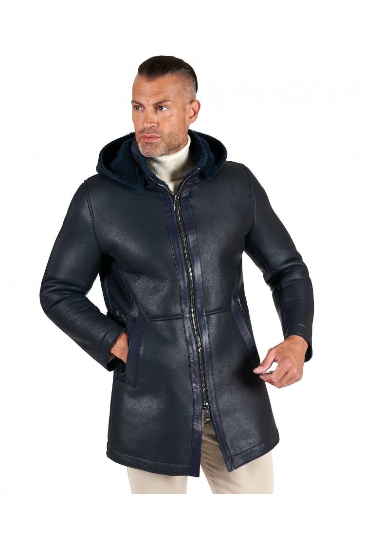 Manteau mouton bleu veste...