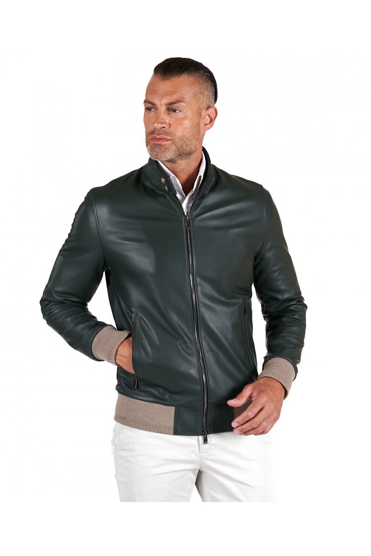 Blouson cuir naturel vert...