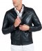 Schwarze lederjacke gesteppte bikerjacke glatte-Effekt
