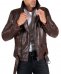 Chiodo biker in pelle testa di moro con cintura effetto vintage