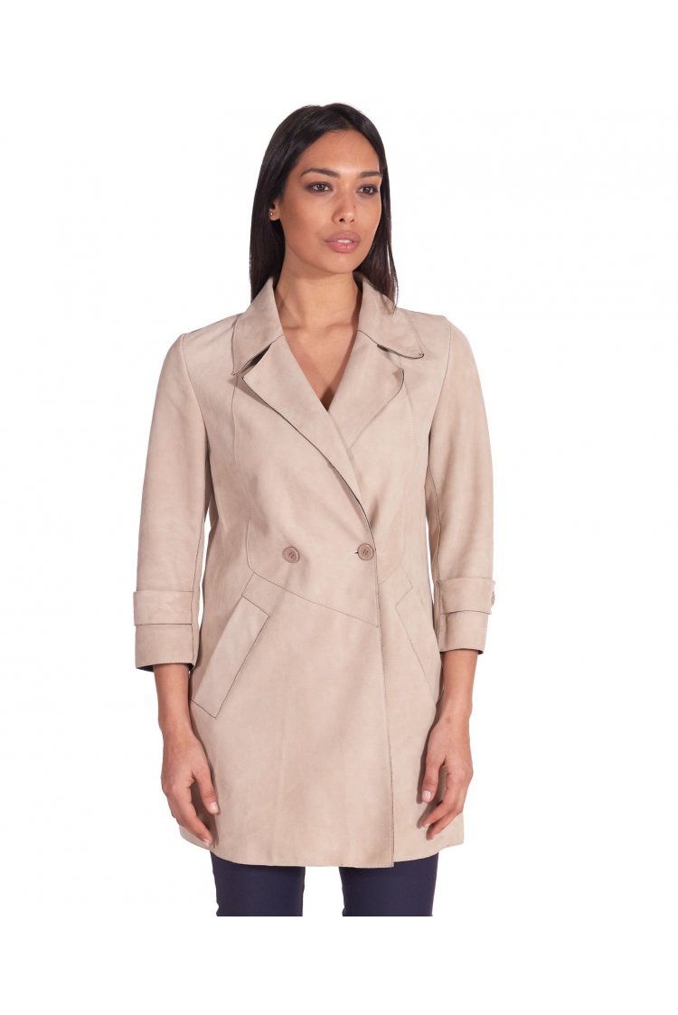 Manteau cuir beige cuir...