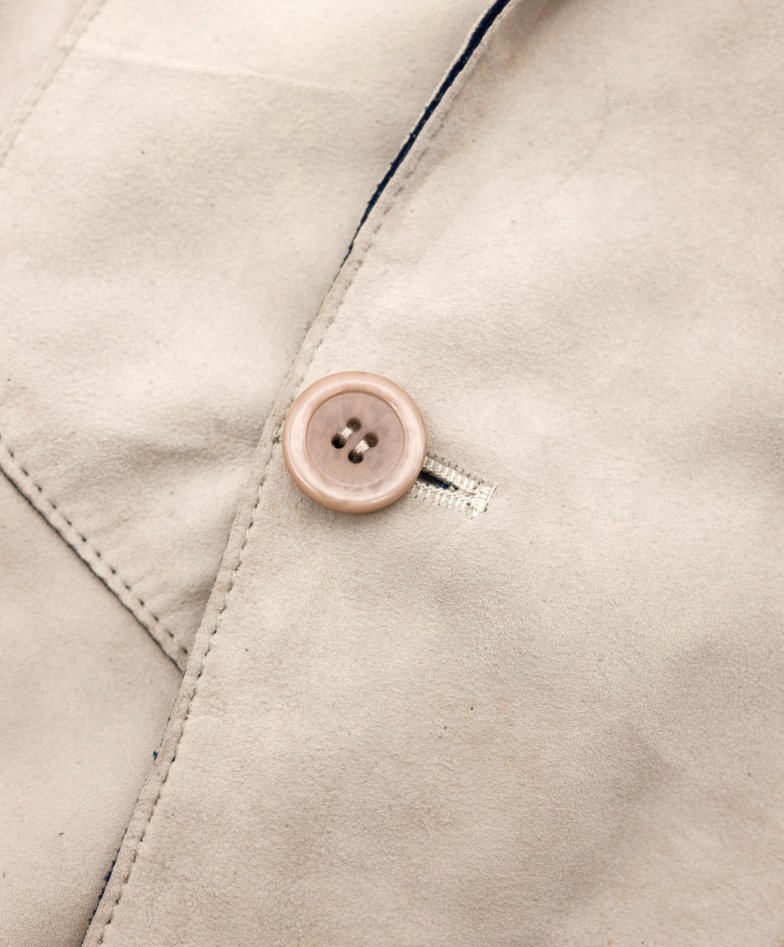 Marika Manteau cuir beige cuir velours et tissu double