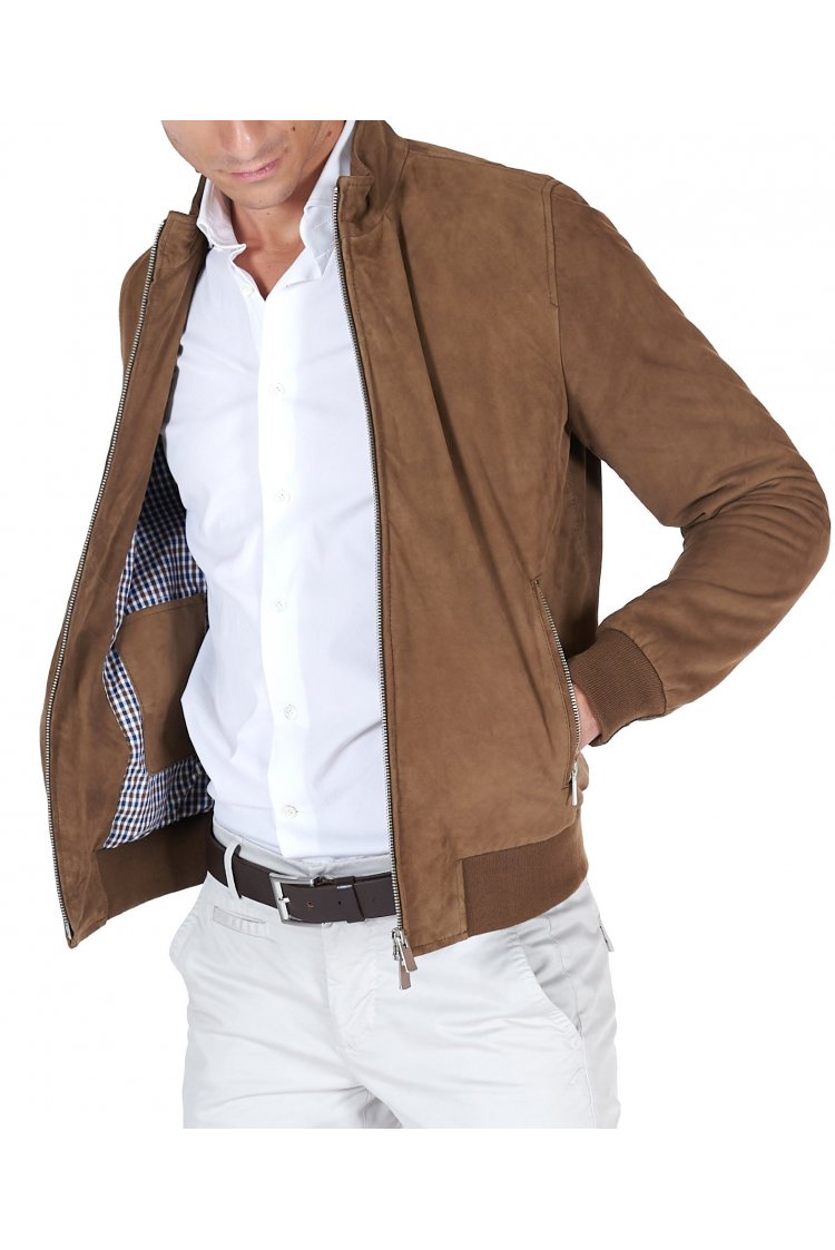 Blouson bomber cuir taupe...