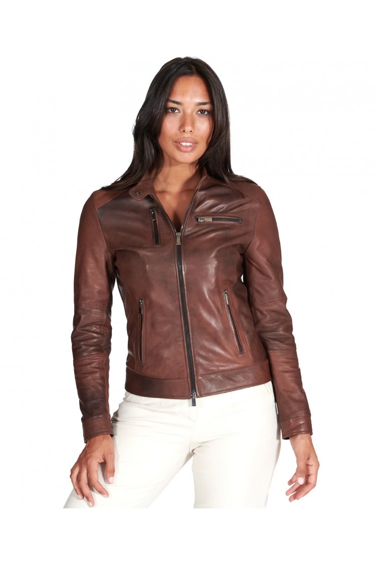 Veste cuir naturel marron...