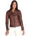 Brown natural lamb leather biker jacket four zipper pockets