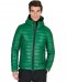 Piumino in pelle verde con cappuccio