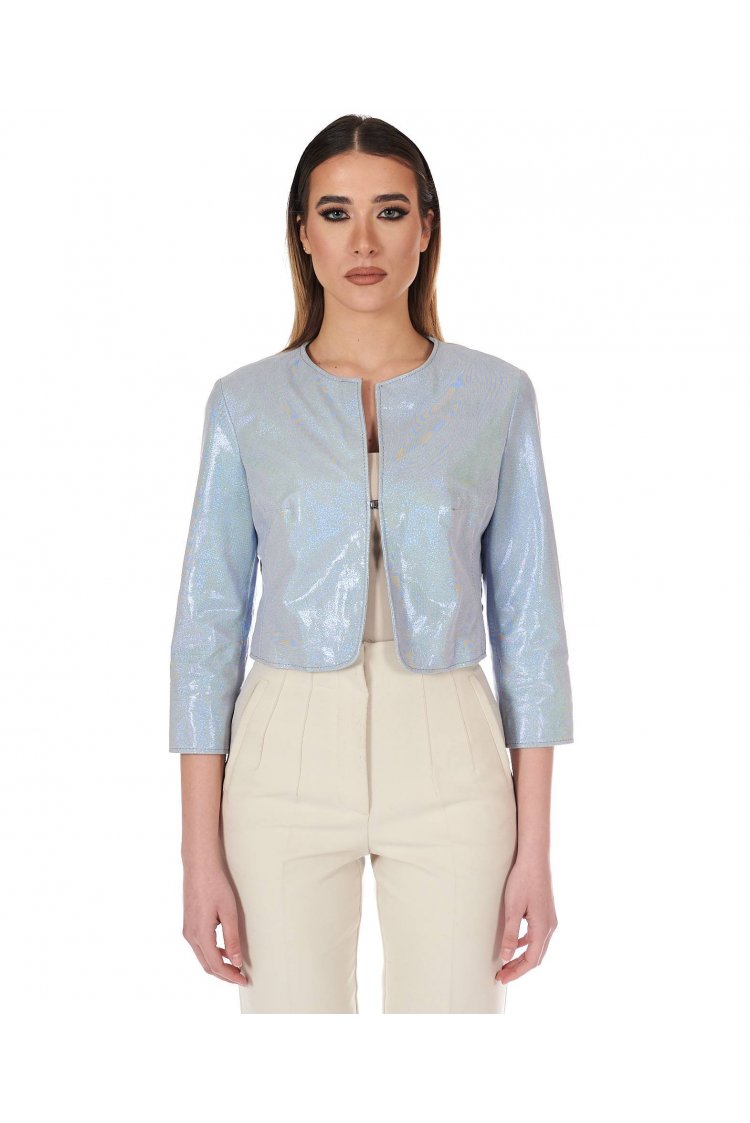 Veste courte cuir laminé...