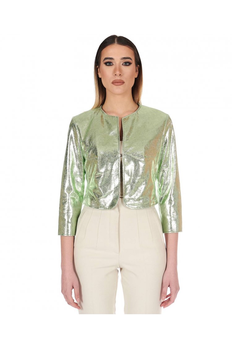 Veste courte cuir laminé...