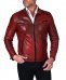 Giacca in pelle naturale colore rosso nuvolato quattro tasche