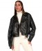 Chiodo oversize in pelle nera goffrata versione corta