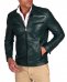 Grüne naturleder jacke mit vier taschen 