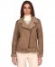 Montone shearling fango con cintura e cerniera trasversale