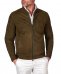 Giacca in pelle scamosciata colore verde khaki con cerniera