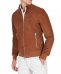 Tan suede leather bomber jacket tone in tone