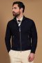 Giubbotto bomber in pelle camoscio blu tono su tono