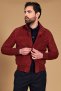 Giacca bomber in pelle camoscio bordeaux con bottoni e tasconi