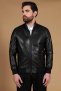 Giubbotto bomber in pelle traforata colore nero elastico a tono