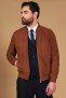 Tan suede leather bomber jacket two pockets