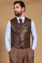 Gilet in pelle naturale marrone stile classico