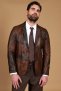Blazer in pelle naturale marrone nuvolato con due bottoni