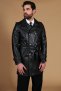Cappotto in pelle nappa nera doppio petto con cintura