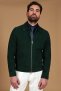 Green suede leather jacket with shirt collar hand stitching 