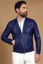 Giacca in pelle naturale bluette effetto liscio