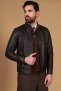 Giacca in pelle naturale marrone con cerniera