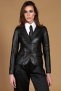 Giacca blazer in pelle nera due bottoni nappa effetto liscio
