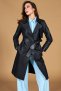 Cappotto in pelle blu scuro nappa effetto liscio con cintura