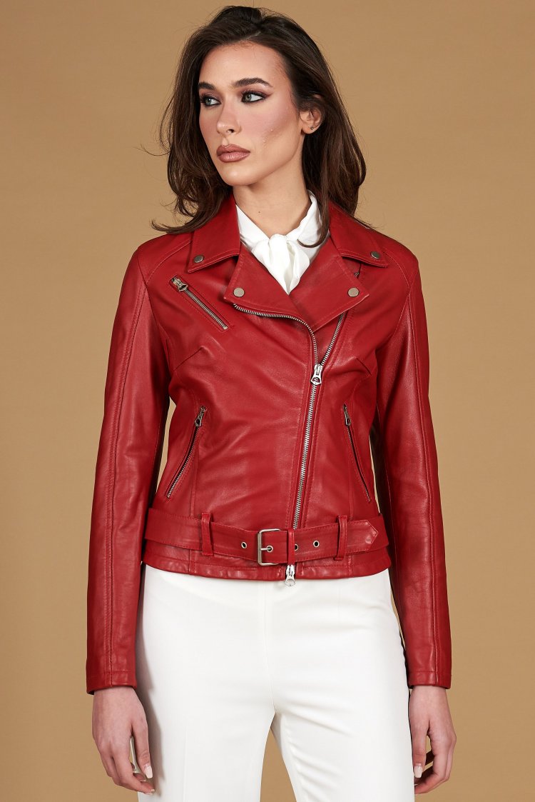 Blouson cuir roux motard...