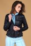 Giacca in pelle blu con balze nappa effetto liscio