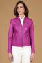 Giacca biker in pelle naturale glicine effetto liscio
