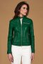 Giacca biker in pelle naturale verde effetto liscio