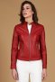 Giacca biker in pelle rossa nappa effetto liscio